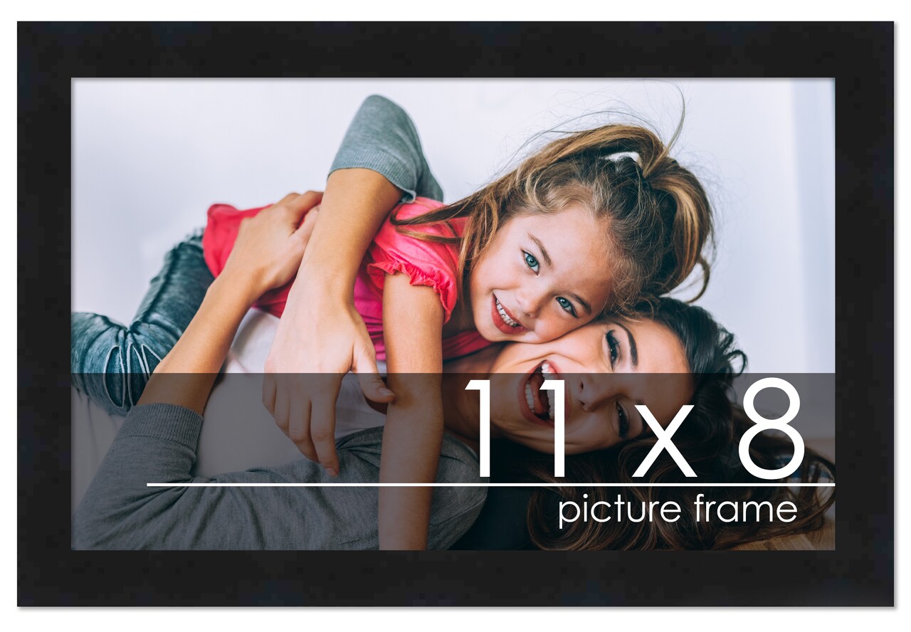 11x8 Solid Wood Picture Frame with UV-Resistant Acrylic & Acid-Free Backing, Available in 6 Finishes: Matte Black, Matte White, Metallic Bronze, Silver, Natural Wood Grain & Mahogany